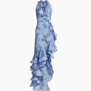 Bronx and Banco Blue Poppy Maxi Halter Dress